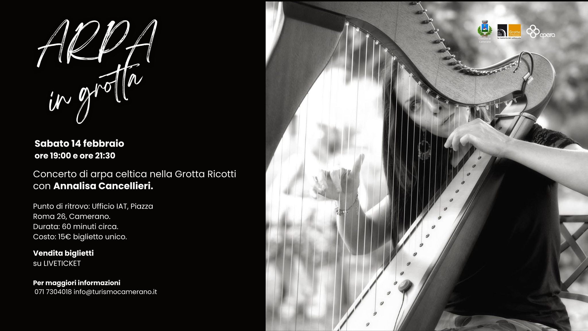 Arpa in grotta - concerto di arpa celtica in Grotta Ricotti