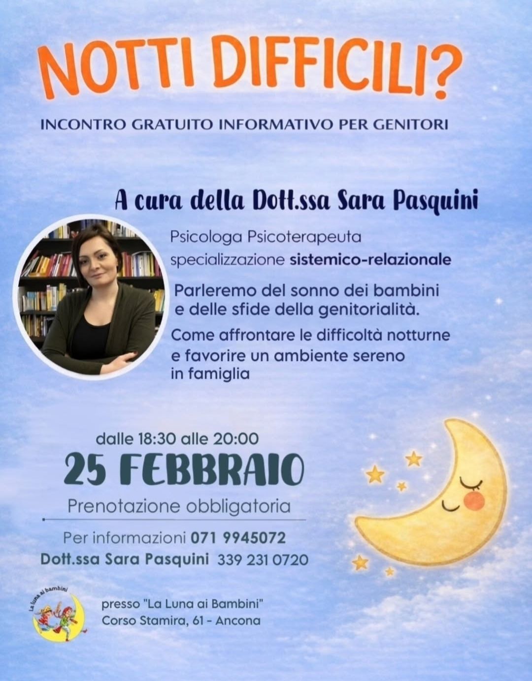 🌙 Incontro per genitori ✨ Notti difficili? 💤