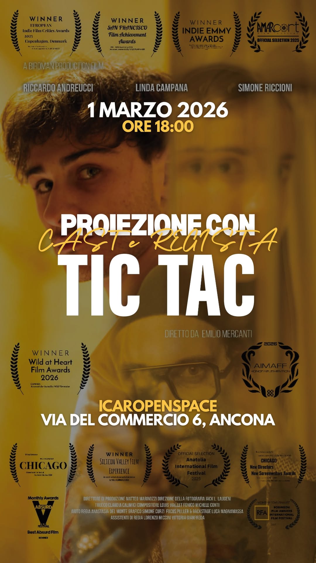 Proiezione con Cast & Regista - Apericena - all'Open Space Icaro