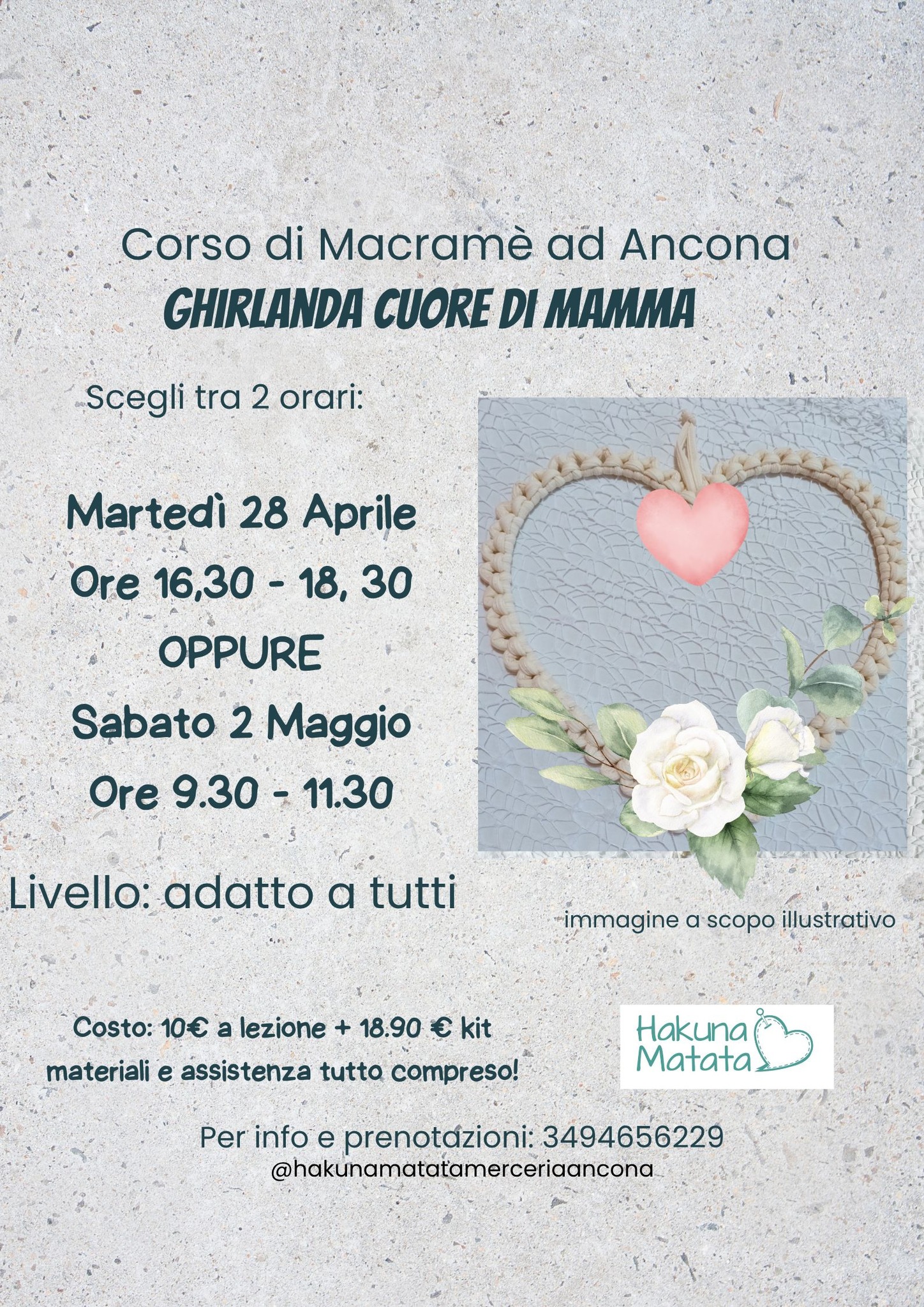 corso creativo: speciale festa della mamma! ghirlanda fuori porta - Hakuna Matata Merceria Ancona