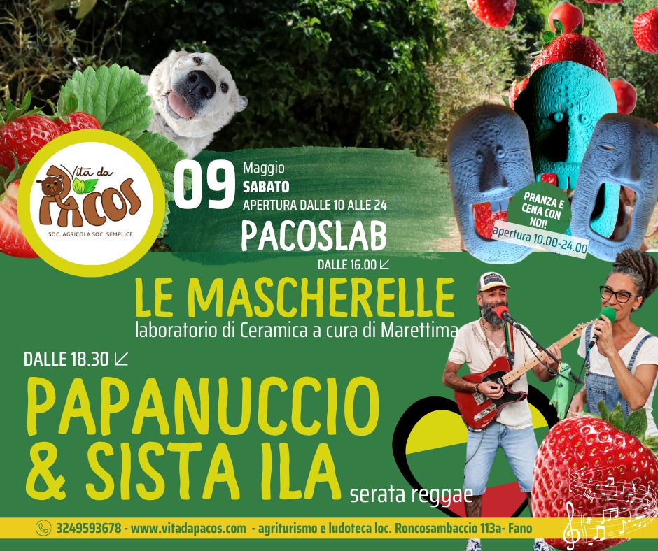🌿 Sabato 9 maggio PACOS LAB + PACOS SPECIAL 🌿