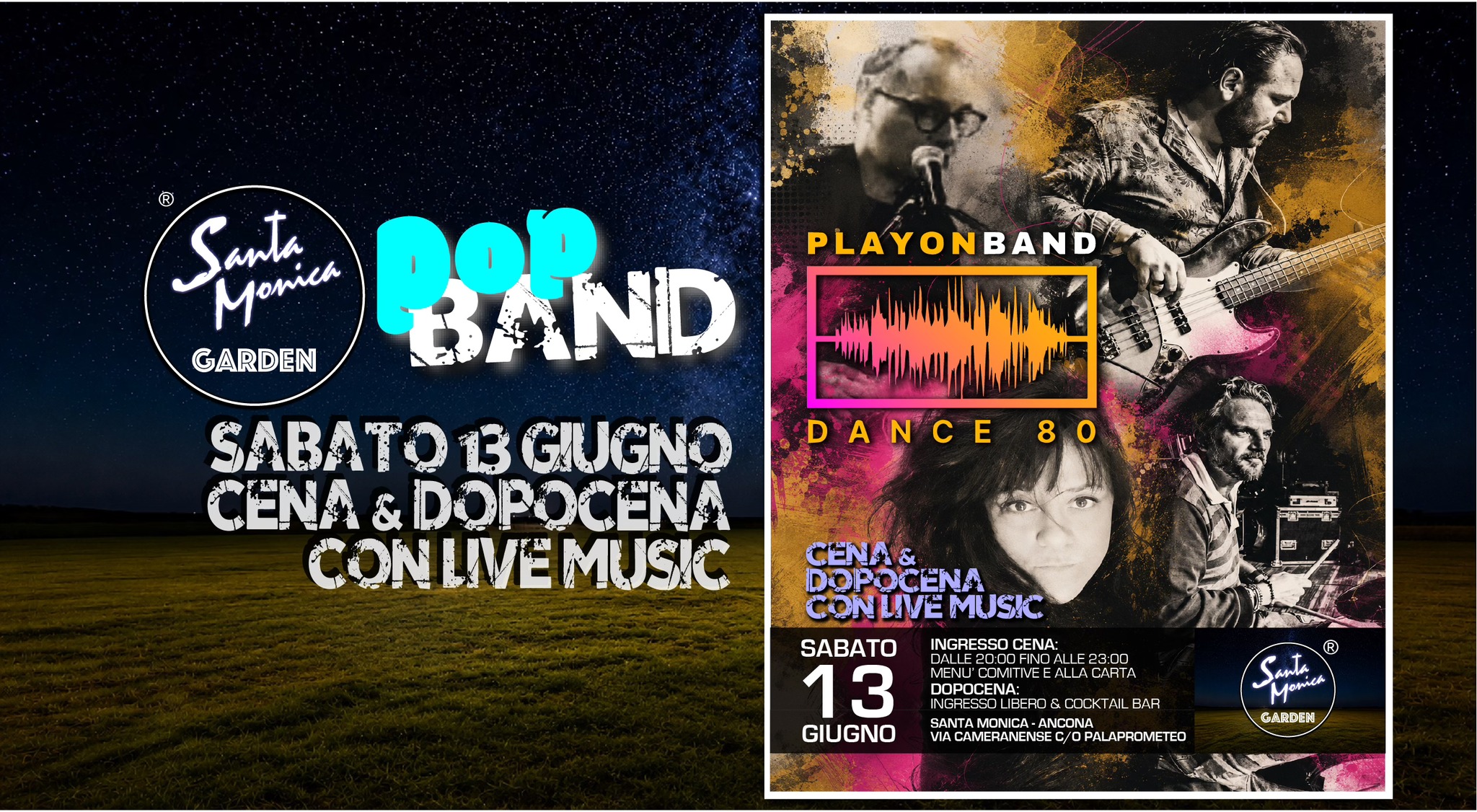 PlayOn • Dance 80 Band • Cena & dopocena con live music